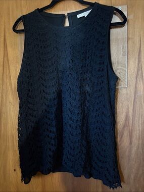 LOFT Black Lace Overlay Sleeveless Top